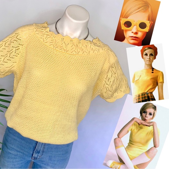 k n i t :: Vintage Eyelet Crochet Knit Sweater Top Vest,All Products : American Fashion Style Bags On Sale